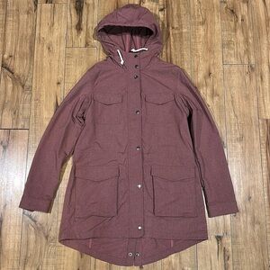 Women's Hooded Parka Jacket - Burgundy
